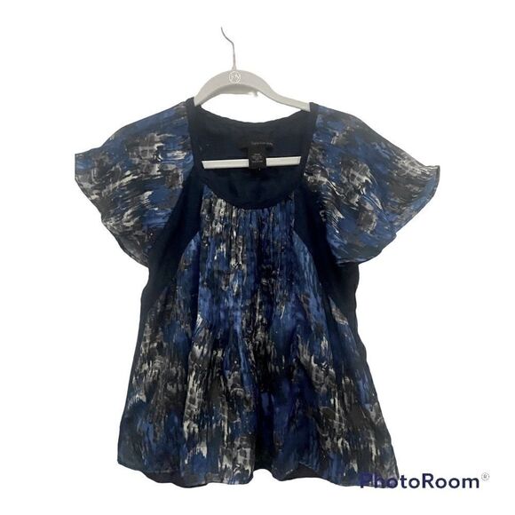 Calvin Klein women’s short bell sleeve pleaded A-line blouse size small - Picture 1 of 8